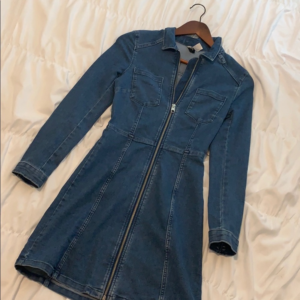 H&M Fitted Shirt Denim Dress